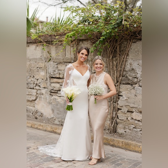 Shona Joy Satin Midi Dress in Cream - Picture 3 of 4